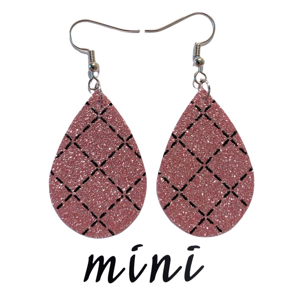 Mini Faux Leather Teardrop Earrings - Picture 6 of 6